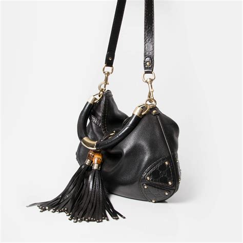 gucci black purse with tassels|vintage gucci black purses.